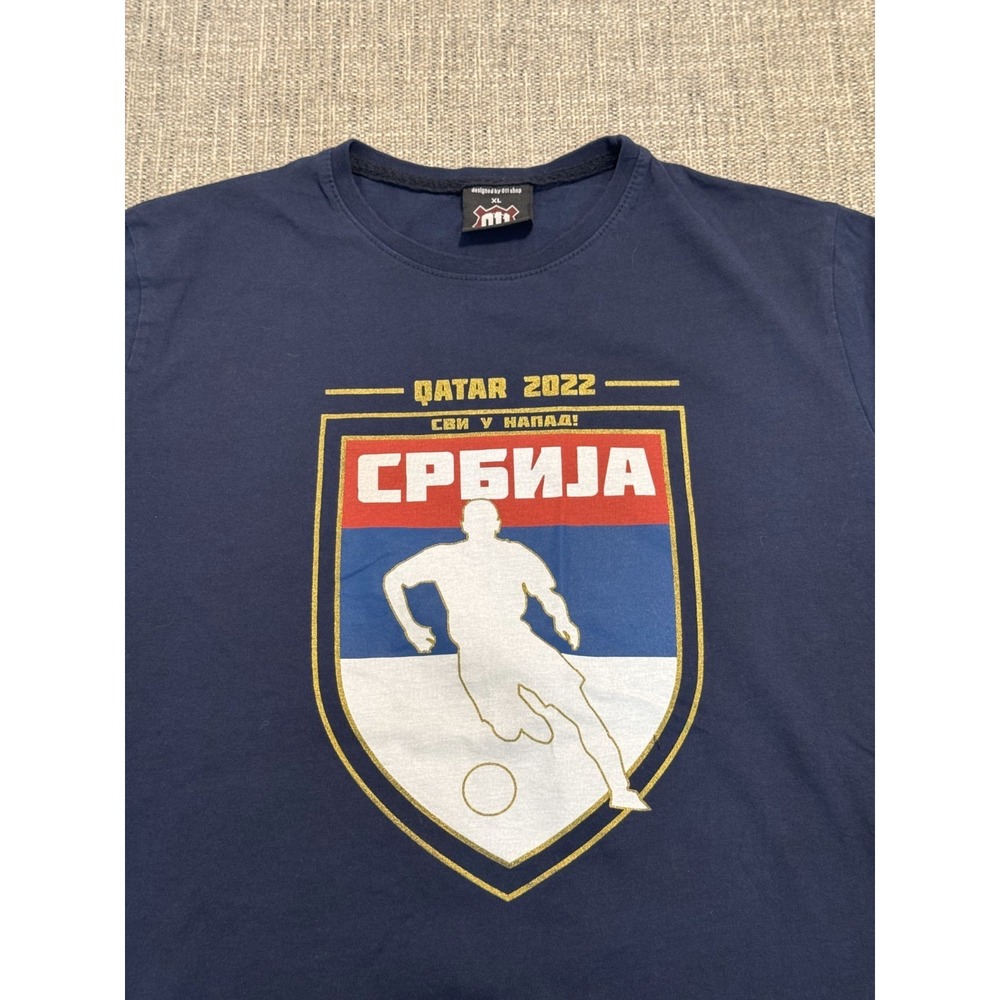 011 Shop T-Shirt Men's Size XL Blue Serbia National Football Casual Performance